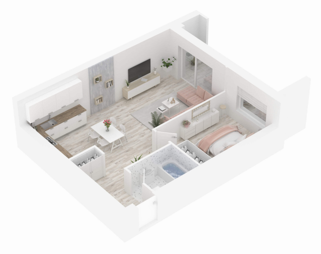3d,Home,Floor,Plan.,Apartment,Interior,Isolated,On,White,Background.