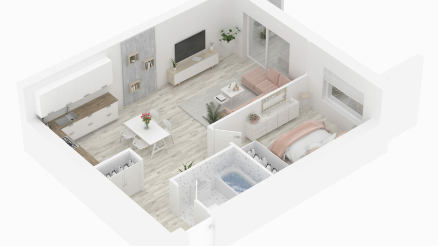 3d,Home,Floor,Plan.,Apartment,Interior,Isolated,On,White,Background.