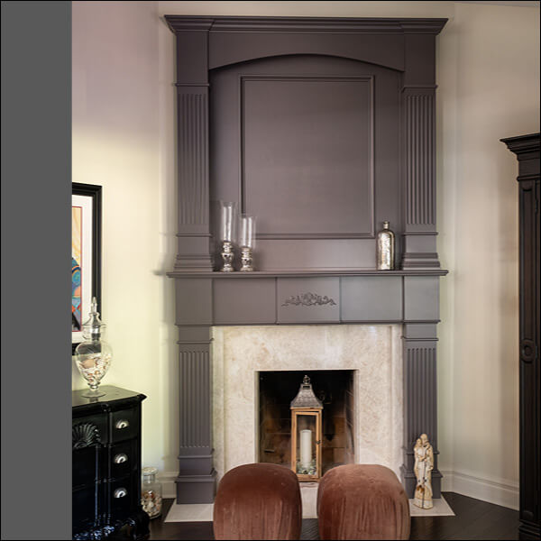 After photo of remodeled fireplace with custom surround in Santa Clarita living room